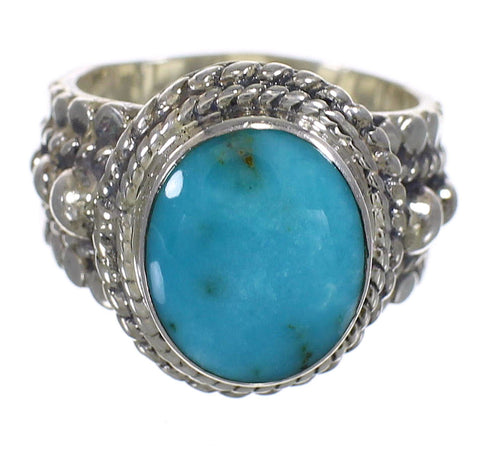 Turquoise Southwestern Silver Ring Size 5-1/4 QX83751